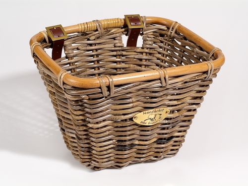 Nantucket Tuckernuck Rattan Rectangle Basket With Leather Straps