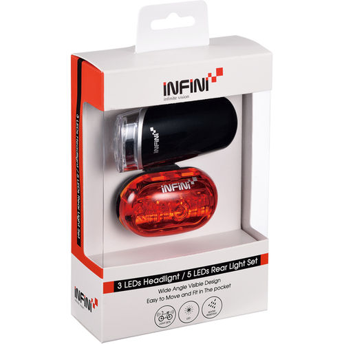 Infini Lighting twinpack Luxo 3 front with Vista 5 LED rear inc batteries