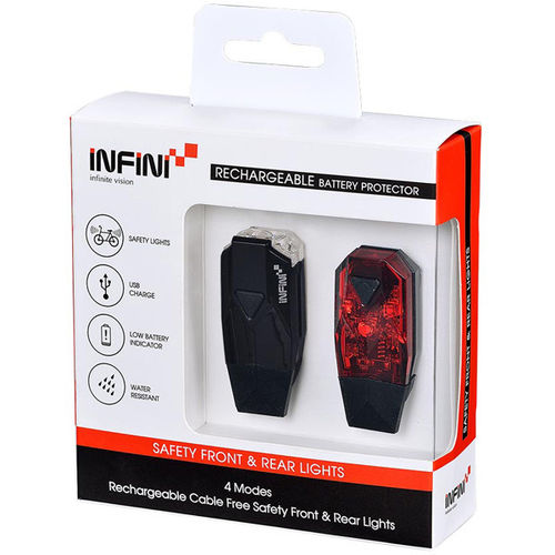 Infini Mini-Lava Twin Pack Micro USB Front and Rear Lights - Black