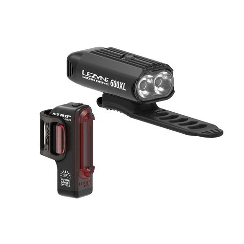 Lezyne - Micro Drive 600XL / Strip Pair - Black / Black, Light Set