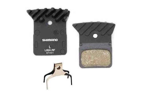 Shimano L05A-RF disc pads and spring alloy backed with cooling fins resin